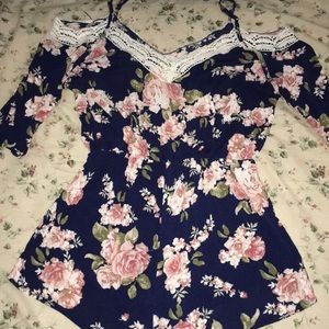 dark blue floral romper